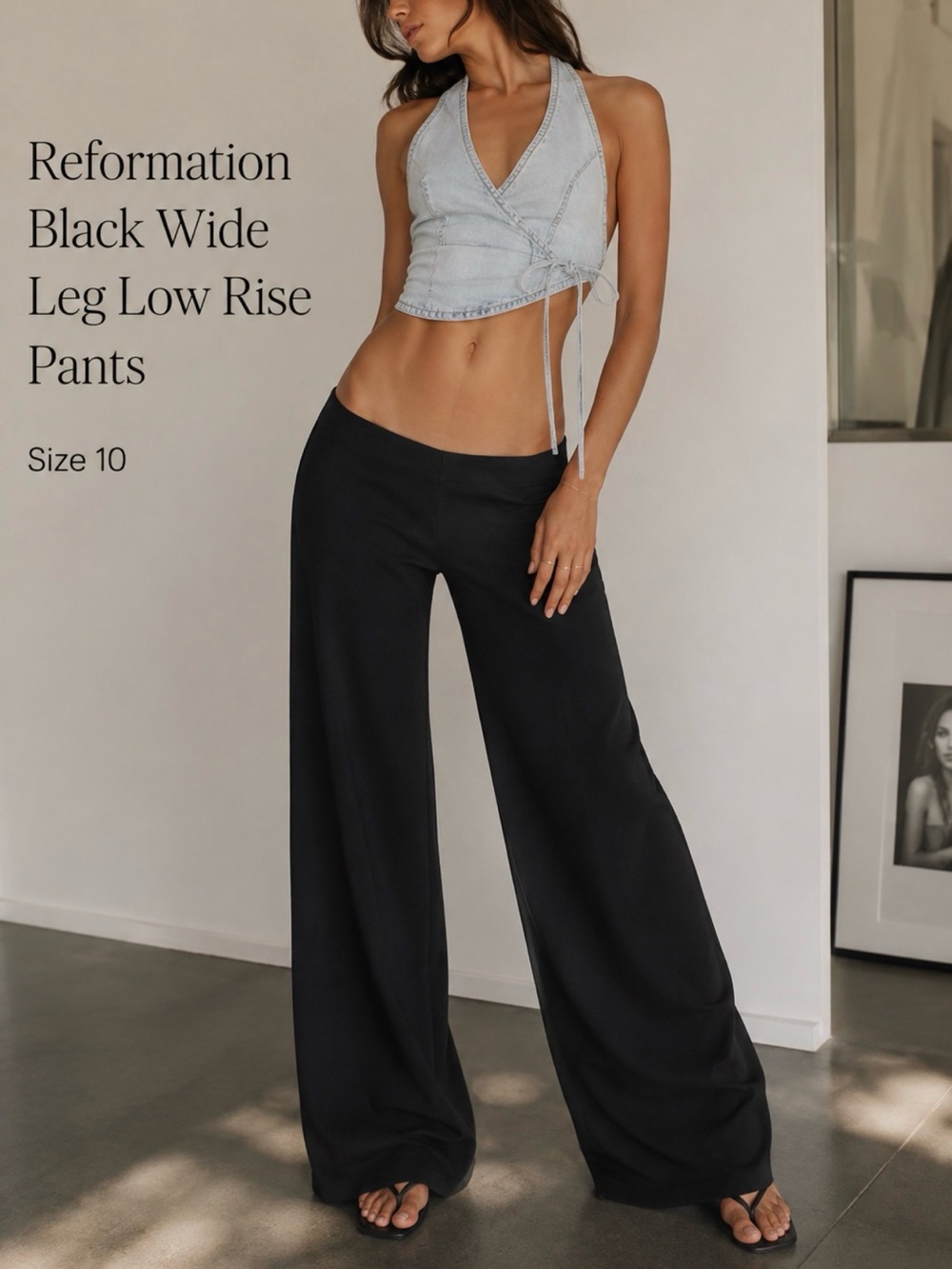 Reformation Black Wide Leg Pants Size 10 | High Rise Sustainable |